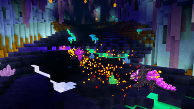 Underground cave with combat particles