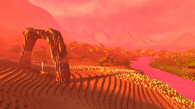 Desert landscape with stone arch