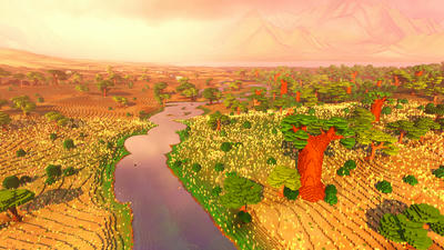 Golden savannah with winding river